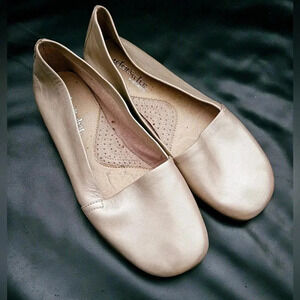 What's What by Aerosoles metallic Beige Sheen Leather Pump Comfort Flats Sz 6 US